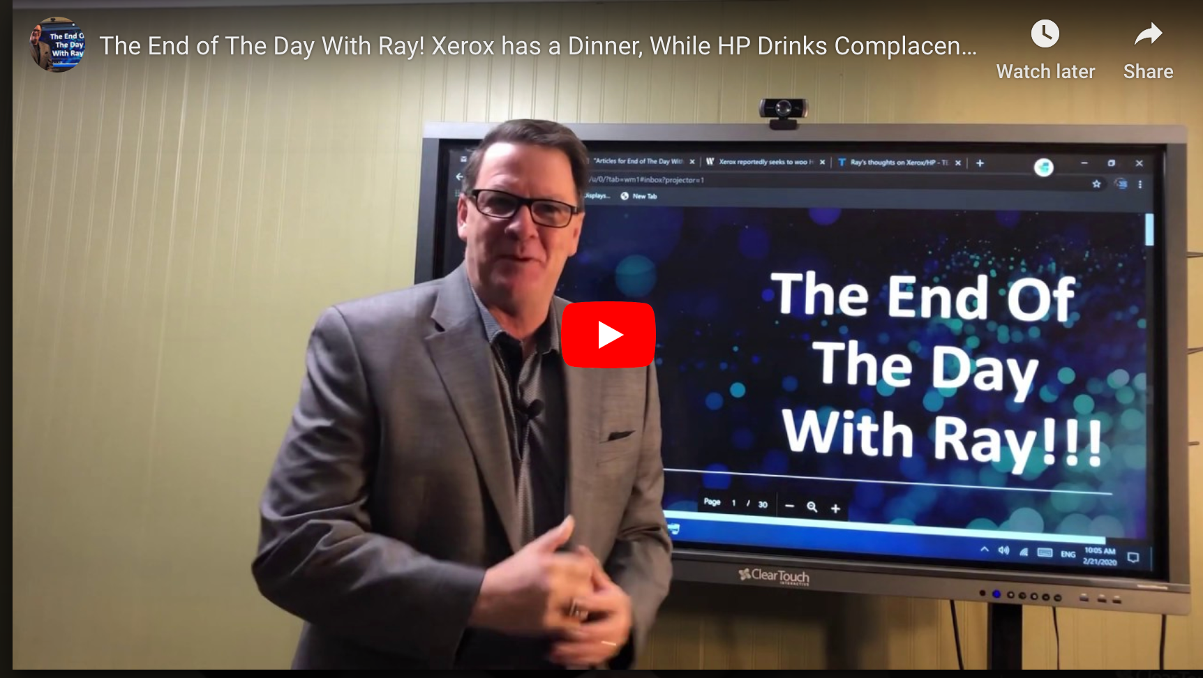 The End of The Day With Ray! Xerox has a Dinner, While HP Drinks Complacency Wine!