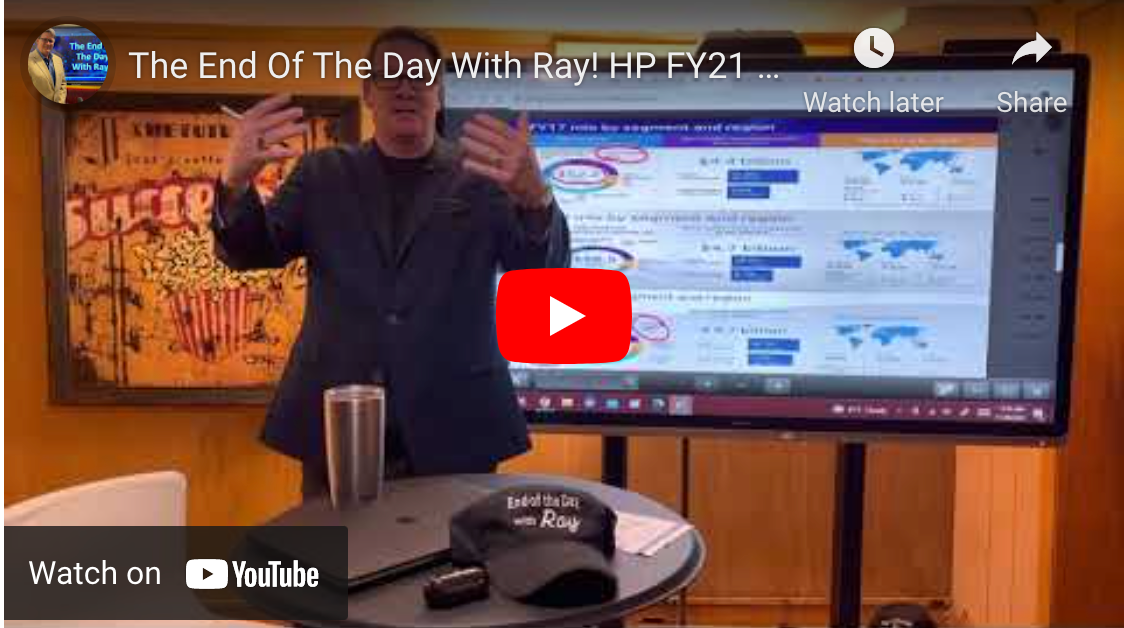 The End Of The Day With Ray! HP FY21 could explain why HP insiders sell $27.9 million in HPQ shares.